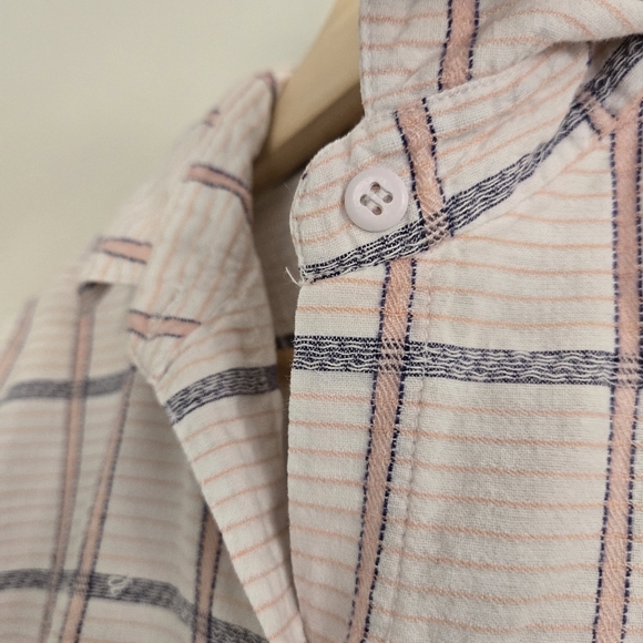 Vintage First Class Button Up Shirt Women's L Blue And Pink Plaid Locker Loop - Picture 2 of 12